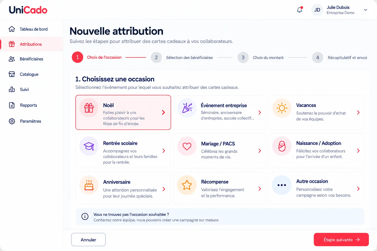 Nouvelle attribution : le choix de l'occasion