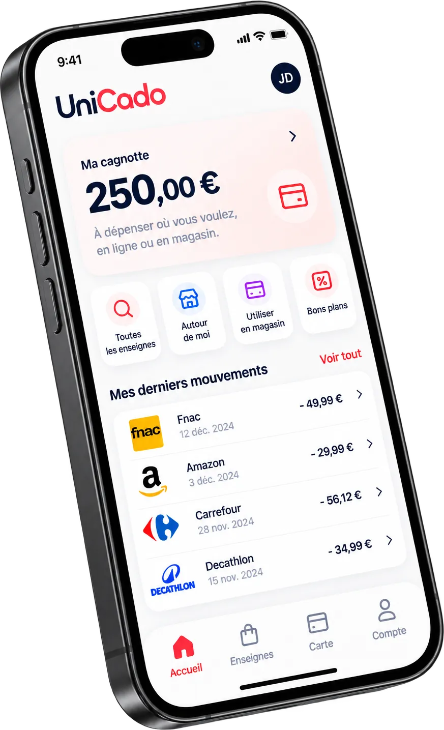L'application UniCado : la cagnotte et les derniers achats