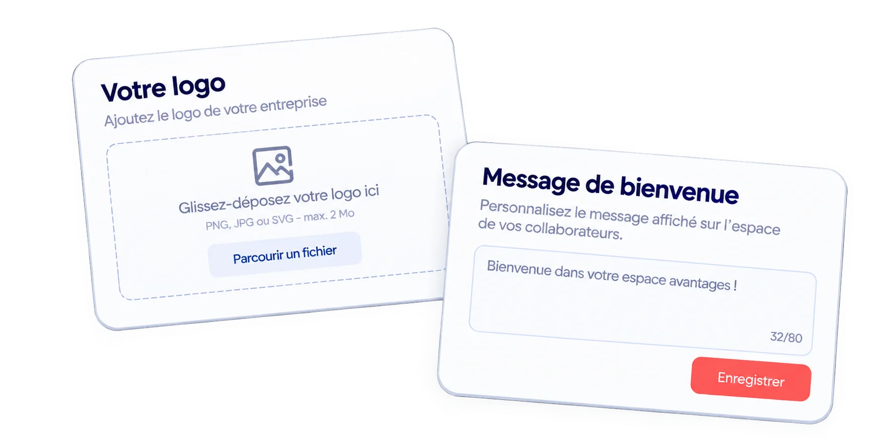 Personnalisation de l'espace : votre logo et votre message de bienvenue